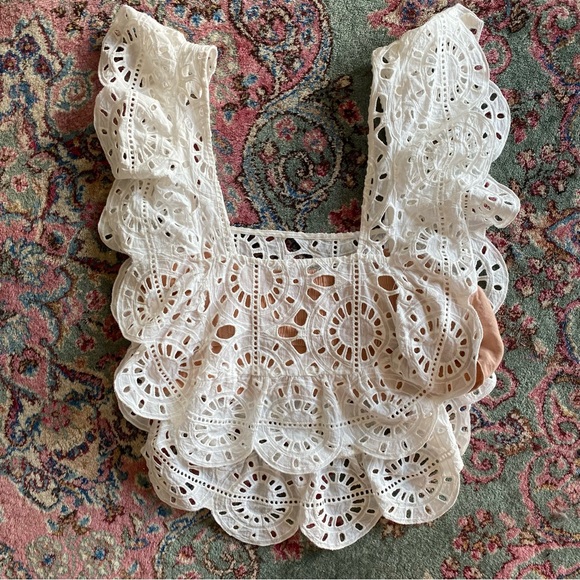 Red Carter Lace Eyelet Top - Picture 3 of 4